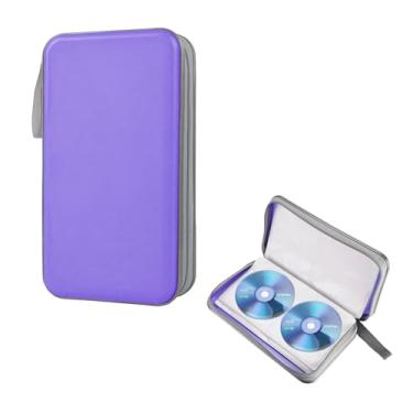 Imagem de ZNDAW Capa de DVD para carro, organizador de CD com capacidade para 96 unidades, suporte de armazenamento de DVD de plástico rígido, organizador de carteira de armazenamento de disco de CD para viagem