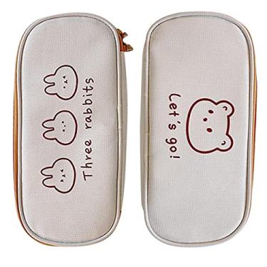 Imagem de Estojo de lápis fofo animal lápis bolsa resistente à sujeira Oxford tecido papelaria grande capacidade bolsa de armazenamento de lápis, artigos de papelaria escolares para estudantes do ensino médio, 2 peças