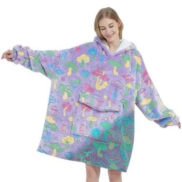 Imagem de Cobertor com capuz vestível Fiosnow Glow in the Dark Mushroom