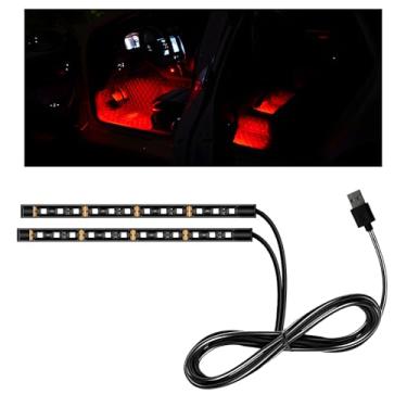Imagem de MUQIDA Fita de LED para carro, lâmpada de atmosfera interior automotiva de 12 V 24 LEDs com porta USB, faixa decorativa de luz noturna neon ambiente para veículo sob o painel, acessórios universais