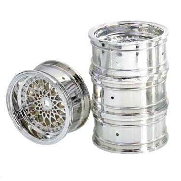 Imagem de LAFEINA 4PCS RC Car Diameter 52mm Plating Plastic Wheels Rims Replacement for 1/10 RC On Road Touring Racing Drift Car (Offset 6mm, Silver)