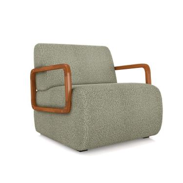 Imagem de Poltrona Sala De Estar Braço De Madeira Hellen Bouclê K01 - D'rossi Cor Verde