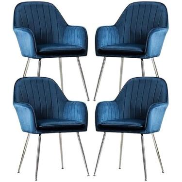 Imagem de Conjunto de cadeiras de jantar de cozinha, cadeiras de jantar, cadeiras de escritório, cadeiras de cozinha, cadeiras de jantar, almofada independente, flanela, aço inoxidável, pés rotativos, cadeira