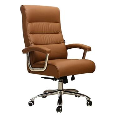 Imagem de Cadeira de escritório cadeira de computador cadeira de escritório de couro PU com encosto alto cadeira de escritório ergonômica cadeira giratória cadeira de jogo cadeira de trabalho (cor: camelo