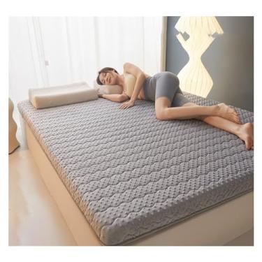 Imagem de 3FLQOOPP Topper de colchão Queen, colchão de látex de lã de feijão, colchão de cama de solteiro dobrável para dormitório de estudante, colchão de cama de casal tatami para quarto doméstico, colchão