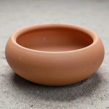Imagem de Quintal de Casa Vaso Decorativo Bacia Aquário Lisa, Cerâmica Barro, Marrom Claro, 12cm Altura x 25cm Diâmetro, com Furos de Drenagem