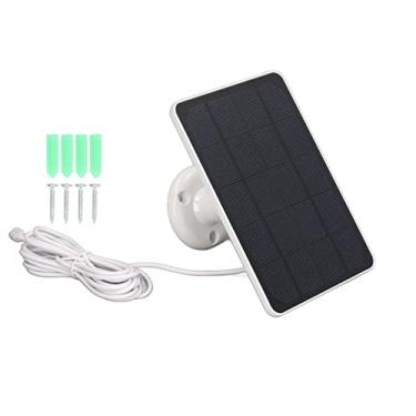 Imagem de Painel solar para câmera de segurança, carregador externo 4W de alta eficiência, micro USB, banco de energia portátil para câmeras de vigilância, luzes solares, material ABS de (Branca)