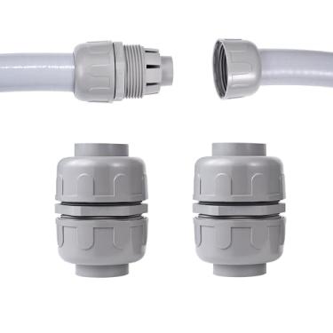 Imagem de Aandxmok (2 peças) Conector NPT 1-1/10.2 cm, conector de extremidade dupla de conduíte flexível de PVC, reto de 180 graus, conector de conduíte bidirecional, acessórios de conduíte elétrico