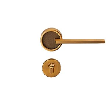 Imagem de Maçaneta de porta maçaneta de metal magnético maçanetas de porta maçaneta de porta com chave para quarto banheiro sala de estudo fechadura de porta de corredor com alça (cor: fechadura única dourada