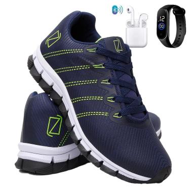 Imagem de Tênis Masculino Para Corrida Academia Caminhada Confortável Super Leve com Fone e Relógio-Masculino