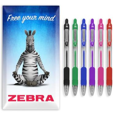 Imagem de Zebra Pen Canetas esferográficas retráteis Z-Grip - ponta de 1,0 mm - pacote com 6 - em caixa de presente de papelão - escola, escrita, trabalho, escritório (sortidas)