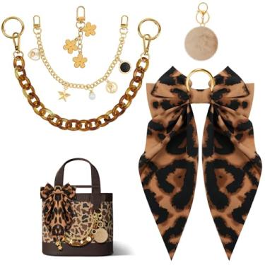 Imagem de Kit de berloques de sacola de 5 peças, acessórios de bolsa para YETI Camino 20/35/50 Carryall & Bogg Beach Kit de decoração, laço, bola de pelúcia, pingente de flores, Cuba e corrente decorativa para