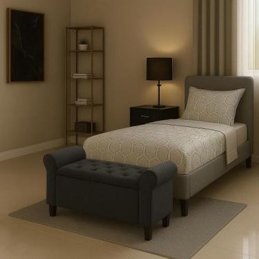 Imagem de Recamier Baú Divã Paris 90cm P/ Cama Solteiro - LV MÓVEIS - LV MOVEIS,