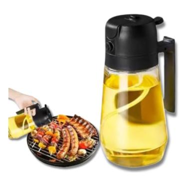 Imagem de Pulverizador Azeite Óleo Vinagre Vidro 500ml Spray Dosador Preto