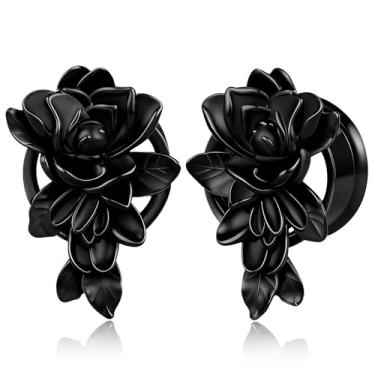 Imagem de Vankula 2 peças de alargadores de orelha de flor hipoalergênicos 0 g 00 g alargadores de orelha para orelhas esticadas piercing corporal joias para mulheres e homens, 16mm(5/8"), Metal, Sem pedra
