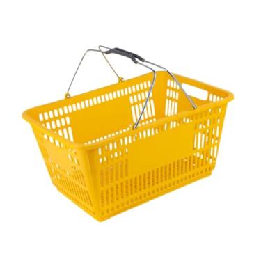Imagem de Ｂｅｓｇａ Cesta de compras multifuncional para supermercado com alça, ideal para guardar legumes, brinquedos e outros itens embaixo do armário, Amarelo