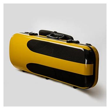Imagem de Estojo Rígido De Violino De Fibra De Carbono Amarela À Prova D'água E Resistente Ao Desgaste Tamanho 4/4 Com Trava De Combinação Dupla Tamanho Completo Estojo de Violino