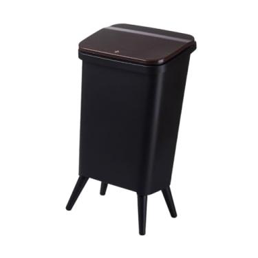 Imagem de YWJLQH Lixeira com pés de pressão, balde de armazenamento, cesto de lixo para banheiro, uso doméstico, embaixo da mesa, carro, dormitório, Preto 29x24x55cm