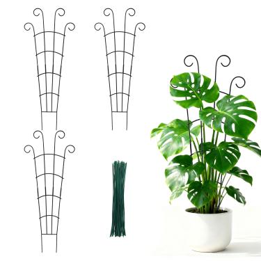 Imagem de MIJAYENV Treliça de Planta de 30" para Plantas Em Vasos, Pacote com 3 Treliças de Plantas Internas para Plantas Trepadeiras, Treliça de Planta de Casa Empilhável, Treliça de Vaso de Jardim de Metal Pa