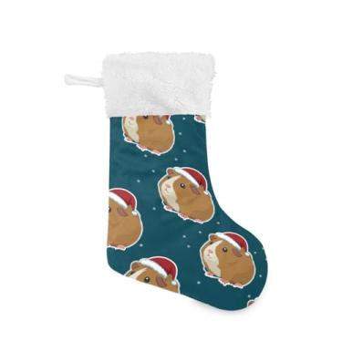 Imagem de Blueangle Pacote com 2 meias de Natal de porquinho-da-índia de 17,7 polegadas para decorações de festas de fim de ano, suportes de presente e meias (78)