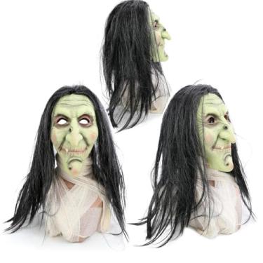 Imagem de Mascara Halloween Realista Assustadora em Látex Bruxa Velha Com Cabelo