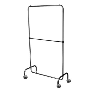 Imagem de Arara Desfile Dupla 120cm Com Rodinhas Reforçada Altura Regulável (PRETA)