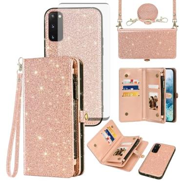 Imagem de Asuwish Capa de celular para Samsung Galaxy S20 5G 6,2 polegadas com zíper carteira destacável com protetor de tela de vidro temperado cordão alça flip porta-cartão S 20 20S UW S2O G5 feminino ouro