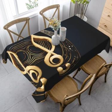 Imagem de Nota musical dourada com estrela brilhante caída - toalha de mesa impermeável 99 x 139 cm, tecido de camurça pêssego para jantares internos e eventos ao ar livre, resistente a manchas e sem rugas para