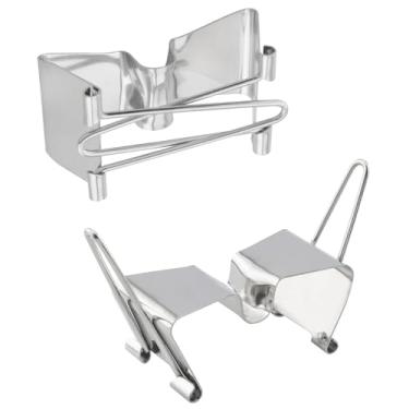 Imagem de ZZLZX 2 peças de braçadeiras de cavalete de aço inoxidável para quadros de pintura, braçadeira separável para molduras de tela 5,6 x 2,8 x 2,3 cm, acessórios de transporte prateados, grampos de lona
