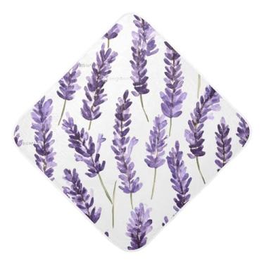 Imagem de STAYTOP Toalhas de bebê com capuz de musselina de lavanda, toalha de banho super macia, toalhas de banho absorventes para banho recém-nascido unissex 89 x 89 cm