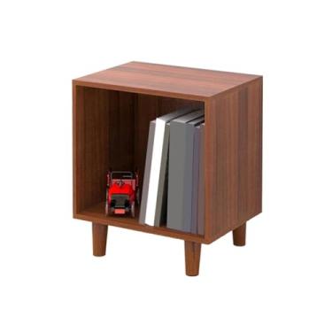 Imagem de Suporte para armazenamento de CDs Armário baixo aberto para CDs e discos de vinil, estante madeira para livros mesa cabeceira com pés