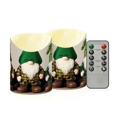 Imagem de Wassud Pacote com 2 velas de gnomos legais sem chama com controle remoto, velas realistas cintilantes com temporizador, velas decorativas para Natal, casamento, festa, decoração de casa pequena
