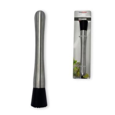 Imagem de Socador Macerador para Drinks, Aço Inox e Plástico, 20,5cm Comprimento, 85g, Base Revestida, Ideal para Drinks Profissionais