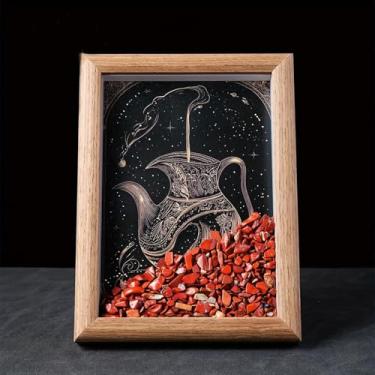 Imagem de Moldura de cristal natural com 12 signos do zodíaco, 12 signos do zodíaco, céu noturno ou decoração de parede, meditação Yoga Reiki presente de aniversário - Aquário - Jaspe vermelho