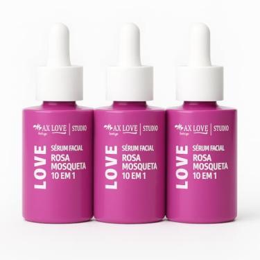 Imagem de Max Love Studio Sérum Facial Rosa Mosqueta 10 em 1, Hidratação Profunda com Vitamina E e Ácido Hialurônico, Kit com 3 Unidades