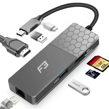 Imagem de HUB USB-C 6 em 1: HDMI, LAN, USB, SD Card, Adaptador