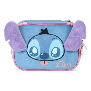 Imagem de Estojo Box Escolar Infantil Stitch Pelúcia Disney - Azul