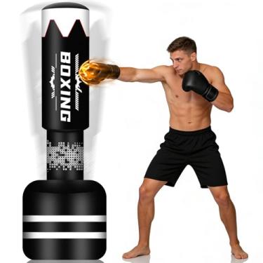 Imagem de Saco de pancadas em pé para adultos, saco pesado de boxe com base de elevação atualizada, bolsa de chute inflável Muay Thai para treinamento MMA