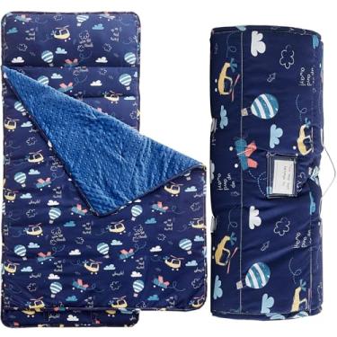Imagem de Tapete de cochilo infantil com travesseiro e cobertor, sacos de dormir ultra macios para meninos, sacos de dormir infantis com design de enrolar, perfeito para pré-escola, creche, jardim de infância