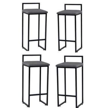 Imagem de 4 banquetas para churrasqueira e bar rosalia-veludo cinza - GAT MAGAZI