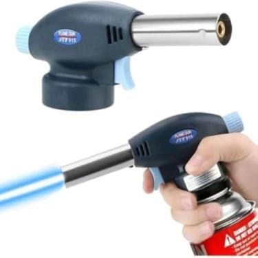 Imagem de Macarico culinario portatil para alimentos, chama ajustavel, controle manual, azul e elegante