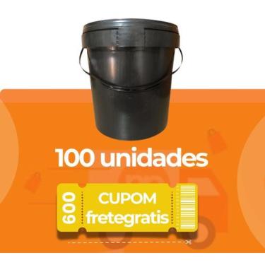 Imagem de Balde Reciclado Preto de 3.6 Litros com Tampa Lacre - Kit com 100 Peça