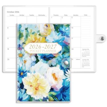 Imagem de Eaasty Calendário A5 para agenda mensal capa dura 2026 pintura a óleo flor semanal e mensal 12 meses agenda caderno organizador para escritório casa planejamento