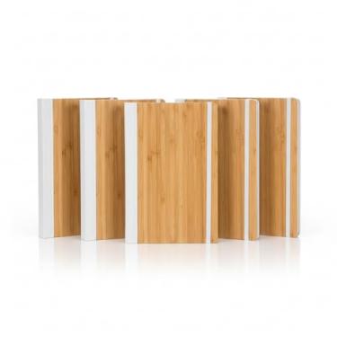 Imagem de Caderno de Anotações com Capa em Fibra de Bambu, Elástico Colorido, 80 Folhas Pautadas, 20,6x13x1,6cm, Sustentável, Disponível (5, Branco)