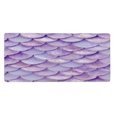 Imagem de Tapete de mouse grande roxo sereia impermeável para computador estendido tapete protetor de mesa antiderrapante base de borracha para escritório, computador, teclado, laptop e mesa de casa, mouse pad
