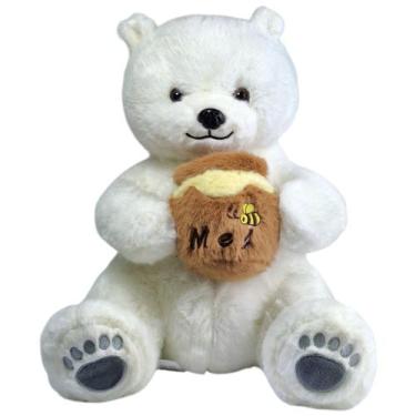 Imagem de Urso de Pelúcia de Luxo com Pote de Mel Bordado 3 Cores Fofo - Sunn To