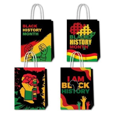 Imagem de Lyosehy 24 sacos de presente de papel para festa do mês da história negra com alça para decorações de festivais afro-americanos ou suprimentos de festa