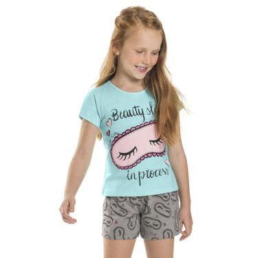 Imagem de Pijama Infantil Blusa e Shorts Beauty Sleep Azul Água Quimby