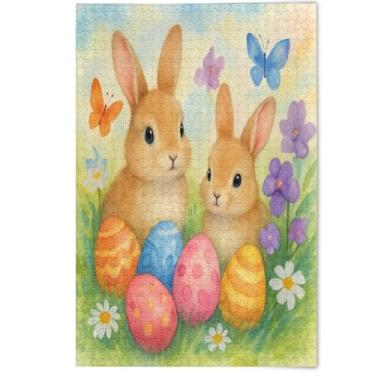 Imagem de Quebra-cabeça para adultos, 500 peças, coelhinhos fofos, ovos, borboletas, elefante branco, quebra-cabeças duros para adultos, decoração artística com estampa animal, 500 peças, 52 cm x 38 cm