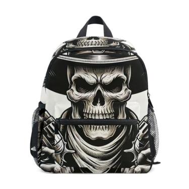 Imagem de GAIGEO Pirate Skull Funny Childrens Backpack 10x4x12 In, Girl School Backpack with Water Bottle Pockets, Whistle Buckle